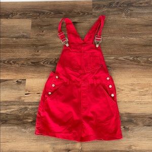 Red Overall Jumpsuit Shorts